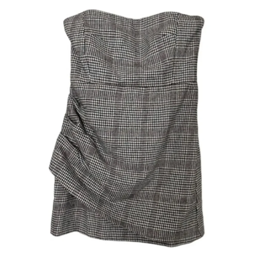 ‼️SOLD‼️HOUSE OF HARLOW NWT Gray Strapless Wool Blend Houndstooth Mini Dress - Picture 13 of 16